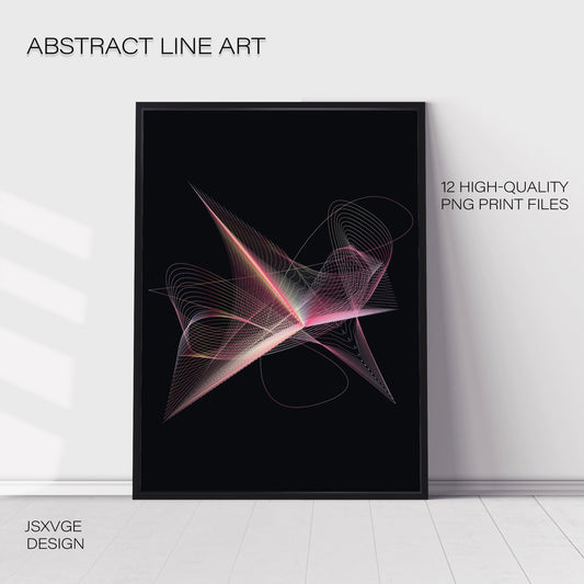 Abstract Line Art 2 Wall Art - 12 High-Quality PNG Print Files