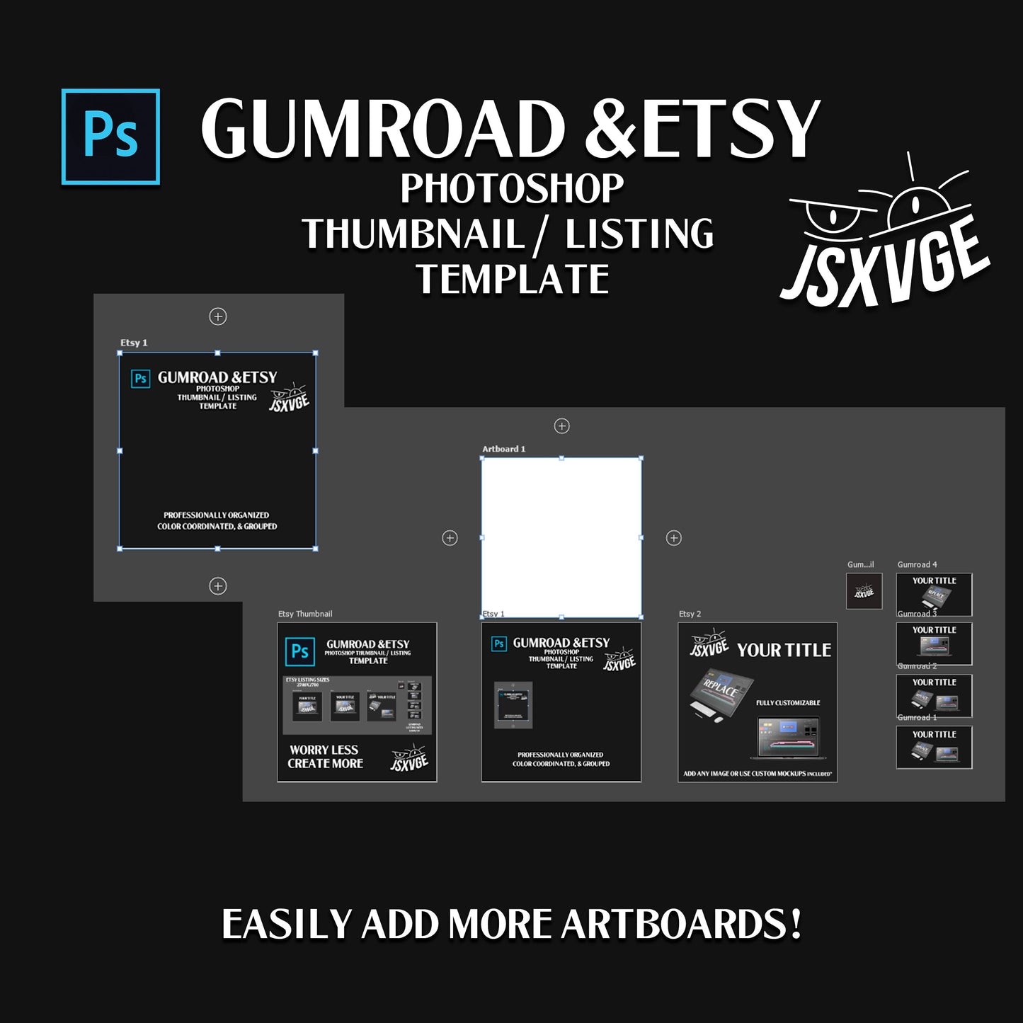 Gumroad and Etsy Listing Template PSD PSDT Photoshop Template / Shop Listing Template - Jsxvge Design *Instant Download