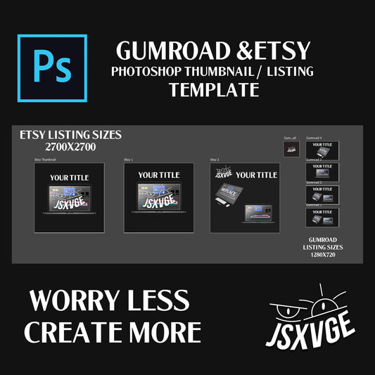Gumroad and Etsy Listing Template PSD PSDT Photoshop Template / Shop Listing Template - Jsxvge Design *Instant Download